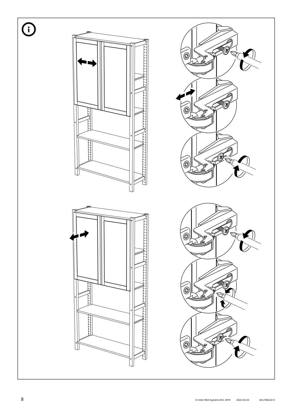 Assembly instructions for IKEA Ivar door dark gray felt | Page 8 - IKEA IVAR shelf unit with doors 395.078.71