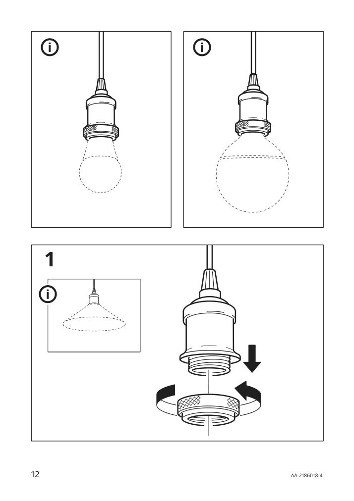 Assembly instructions for IKEA Jaellby cord set textile nickel plated | Page 12 - IKEA JÄLLBY / MOLNART pendant lamp with LED bulb 594.912.61