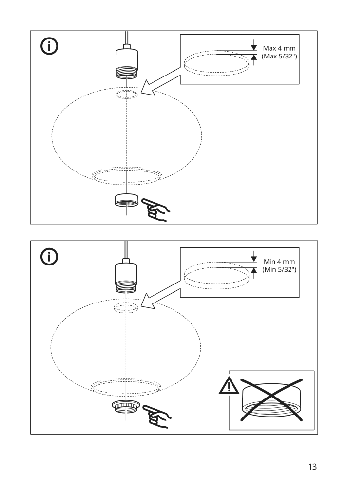 Assembly instructions for IKEA Jaellby cord set textile nickel plated | Page 13 - IKEA JÄLLBY / MOLNART pendant lamp with LED bulb 594.912.61