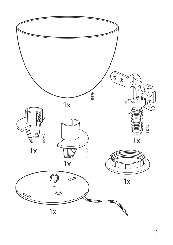 Assembly instructions for IKEA Jaellby cord set textile nickel plated | Page 3 - IKEA JÄLLBY / MOLNART pendant lamp with LED bulb 594.912.61