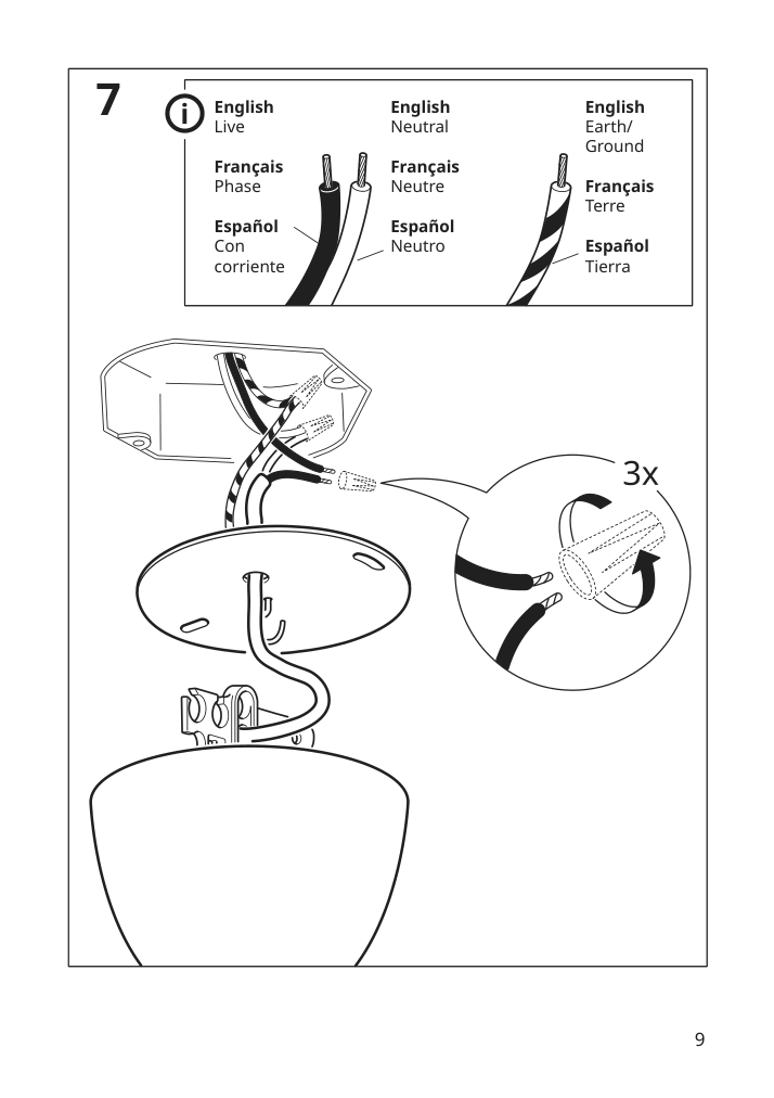 Assembly instructions for IKEA Jaellby cord set textile nickel plated | Page 9 - IKEA JÄLLBY / MOLNART pendant lamp with LED bulb 594.912.61