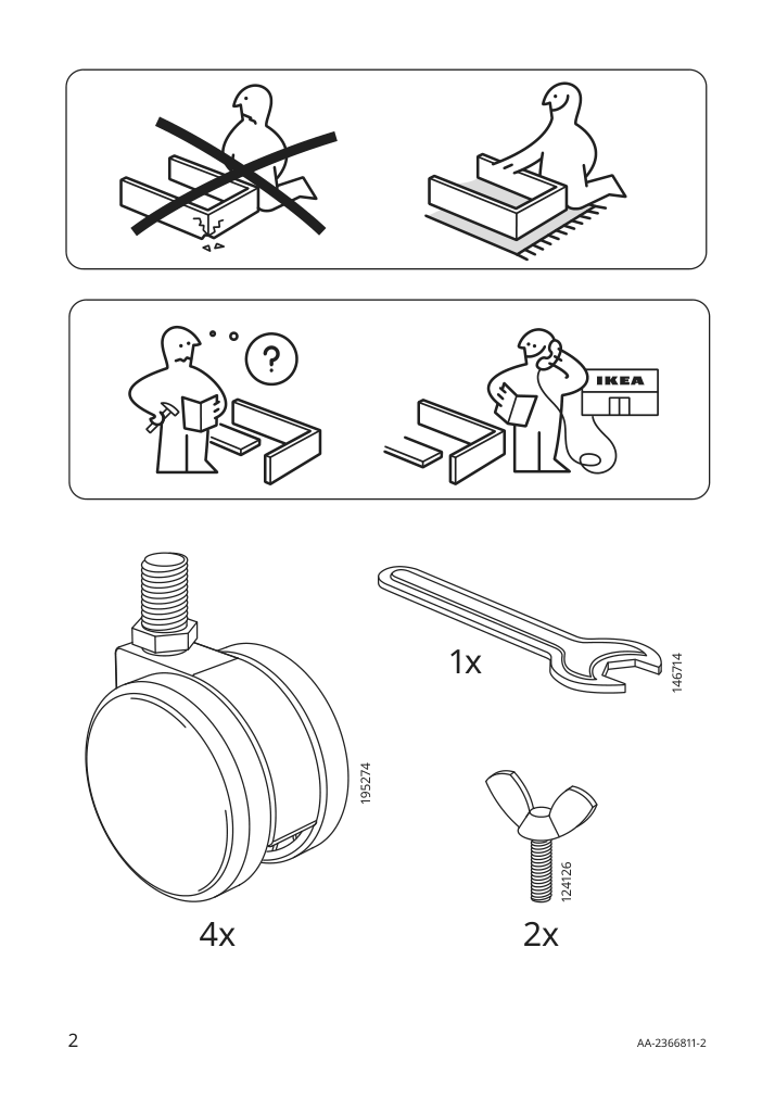 Assembly instructions for IKEA Jaerlasa side table on casters white | Page 2 - IKEA JÄRLÅSA side table on casters 005.543.83