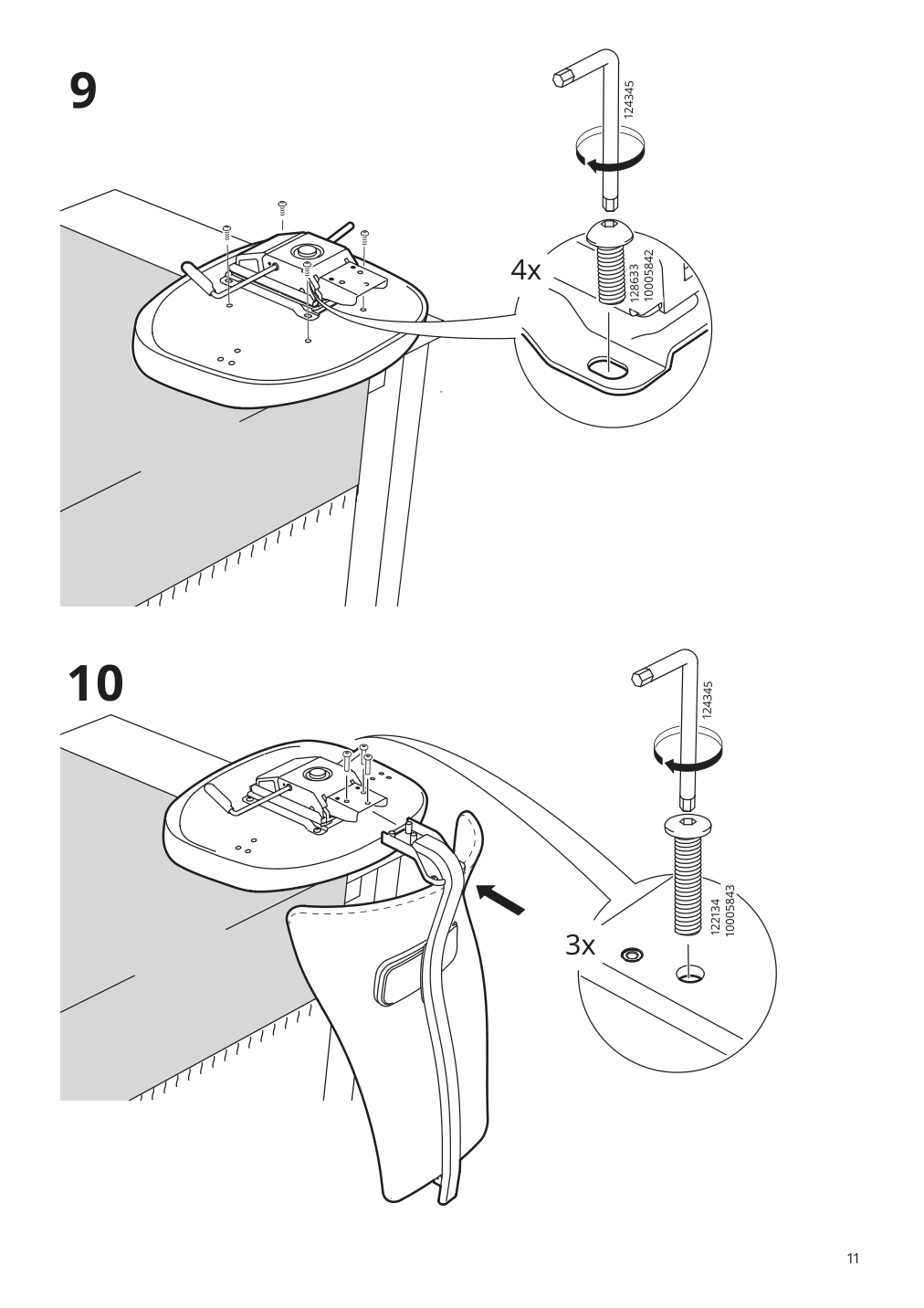 Assembly instructions for IKEA Jaervfjaellet office chair with armrests grann white | Page 11 - IKEA JÄRVFJÄLLET office chair with armrests 405.218.52