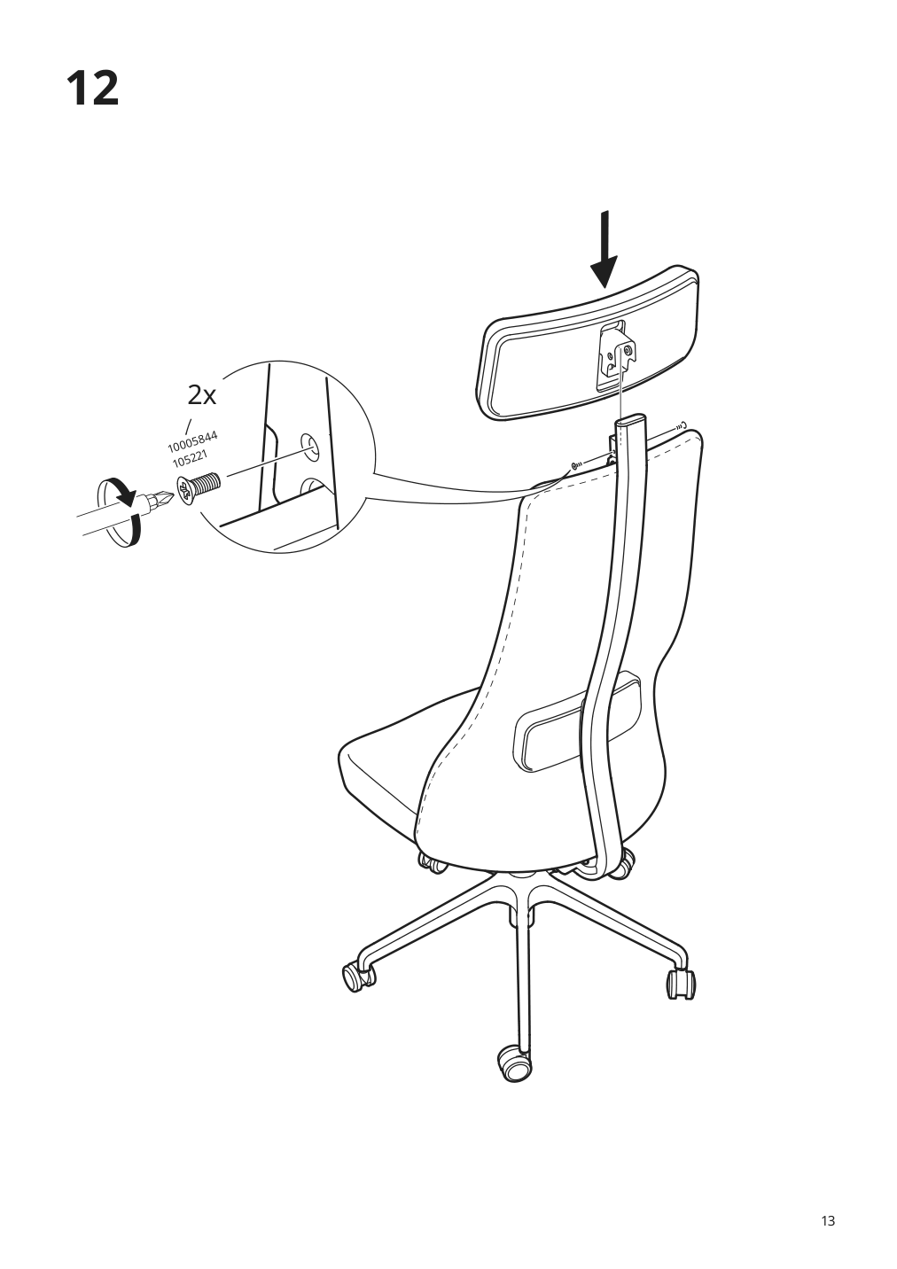 Assembly instructions for IKEA Jaervfjaellet office chair with armrests grann white | Page 13 - IKEA JÄRVFJÄLLET office chair with armrests 405.218.52