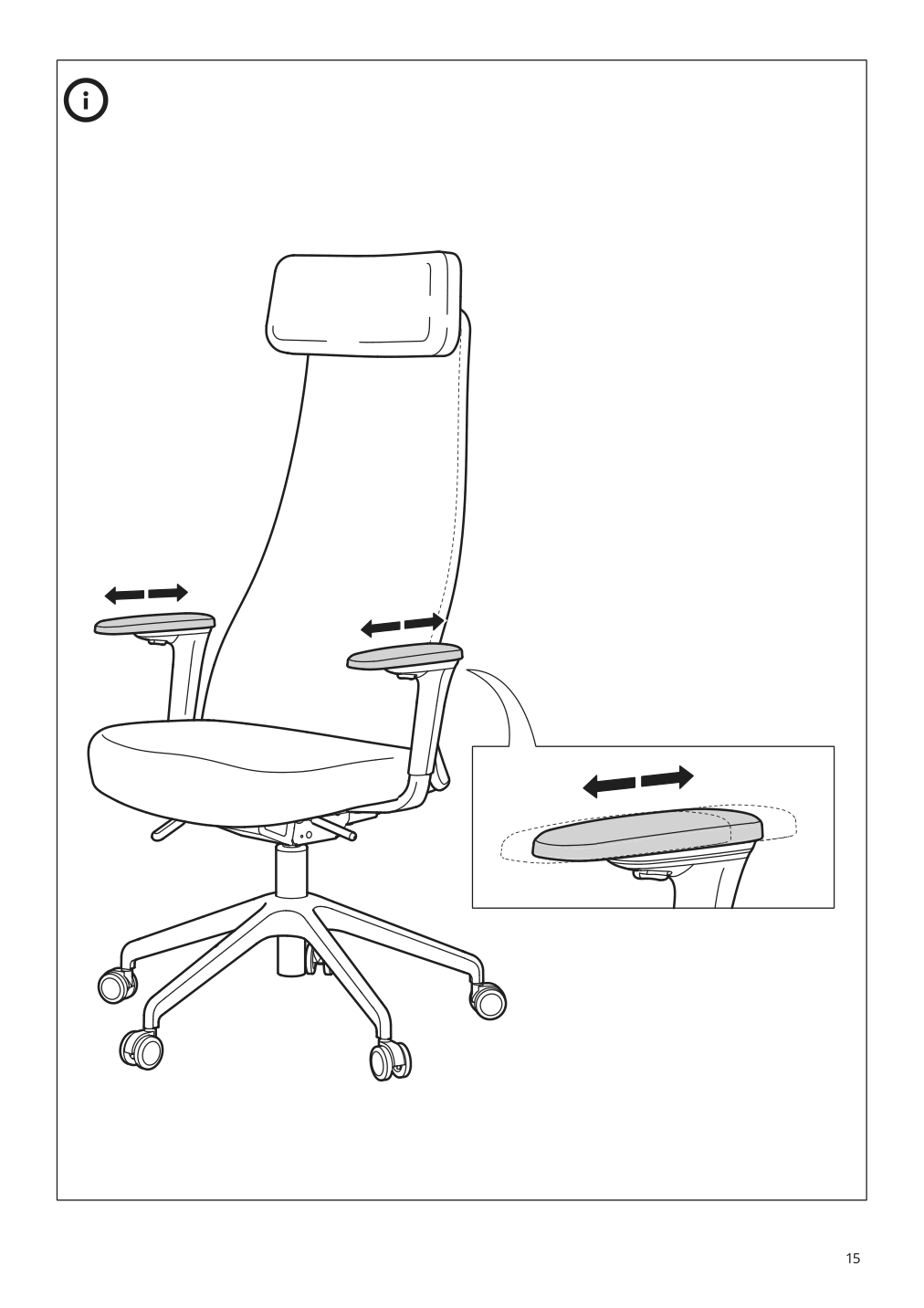 Assembly instructions for IKEA Jaervfjaellet office chair with armrests grann white | Page 15 - IKEA JÄRVFJÄLLET office chair with armrests 405.218.52