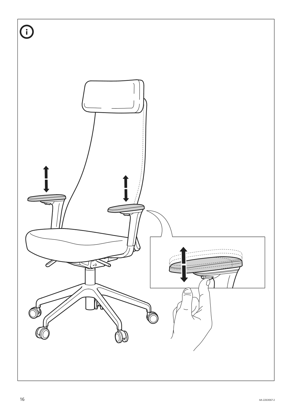 Assembly instructions for IKEA Jaervfjaellet office chair with armrests grann white | Page 16 - IKEA JÄRVFJÄLLET office chair with armrests 405.218.52