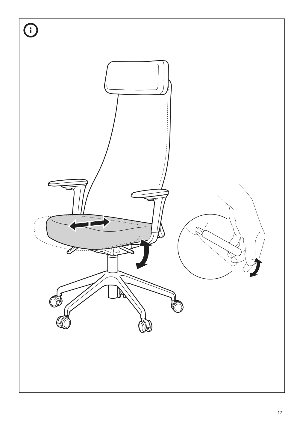 Assembly instructions for IKEA Jaervfjaellet office chair with armrests grann white | Page 17 - IKEA JÄRVFJÄLLET office chair with armrests 405.218.52