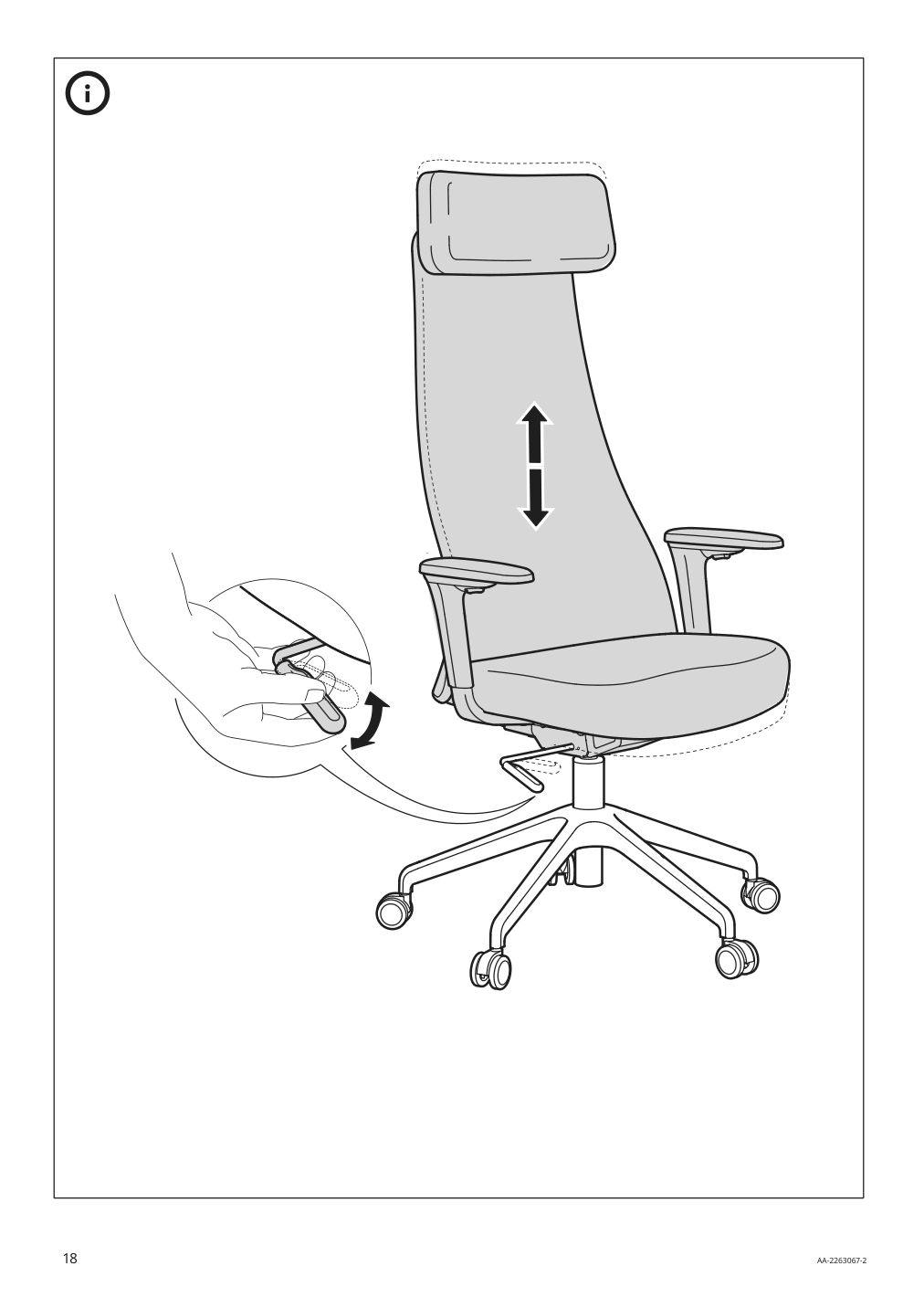 Assembly instructions for IKEA Jaervfjaellet office chair with armrests grann white | Page 18 - IKEA JÄRVFJÄLLET office chair with armrests 405.218.52