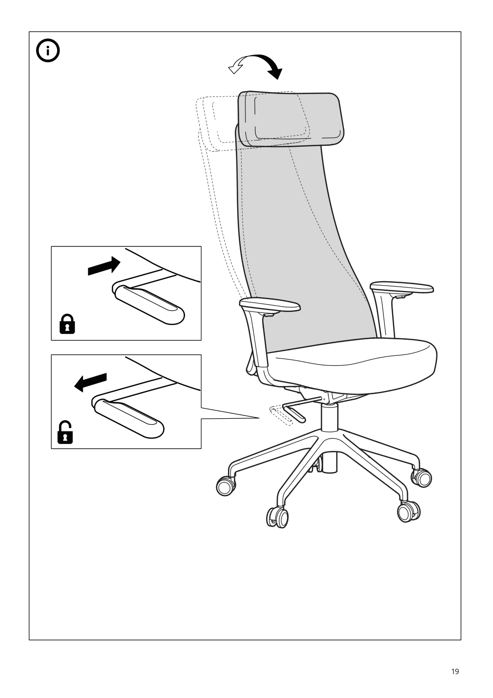 Assembly instructions for IKEA Jaervfjaellet office chair with armrests grann white | Page 19 - IKEA JÄRVFJÄLLET office chair with armrests 405.218.52