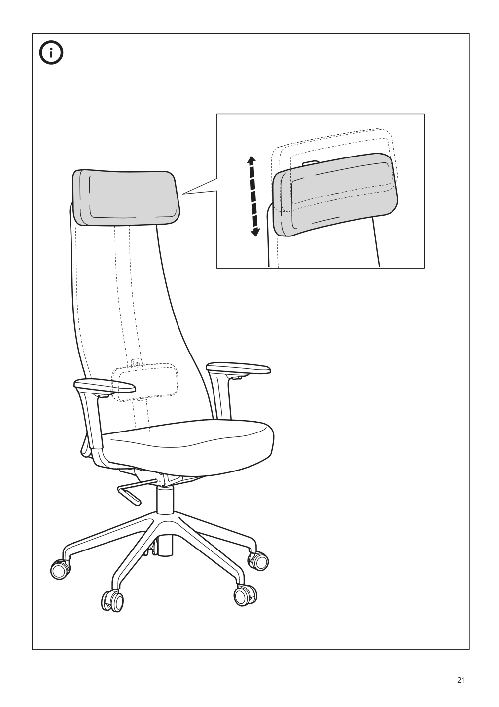 Assembly instructions for IKEA Jaervfjaellet office chair with armrests grann white | Page 21 - IKEA JÄRVFJÄLLET office chair with armrests 405.218.52