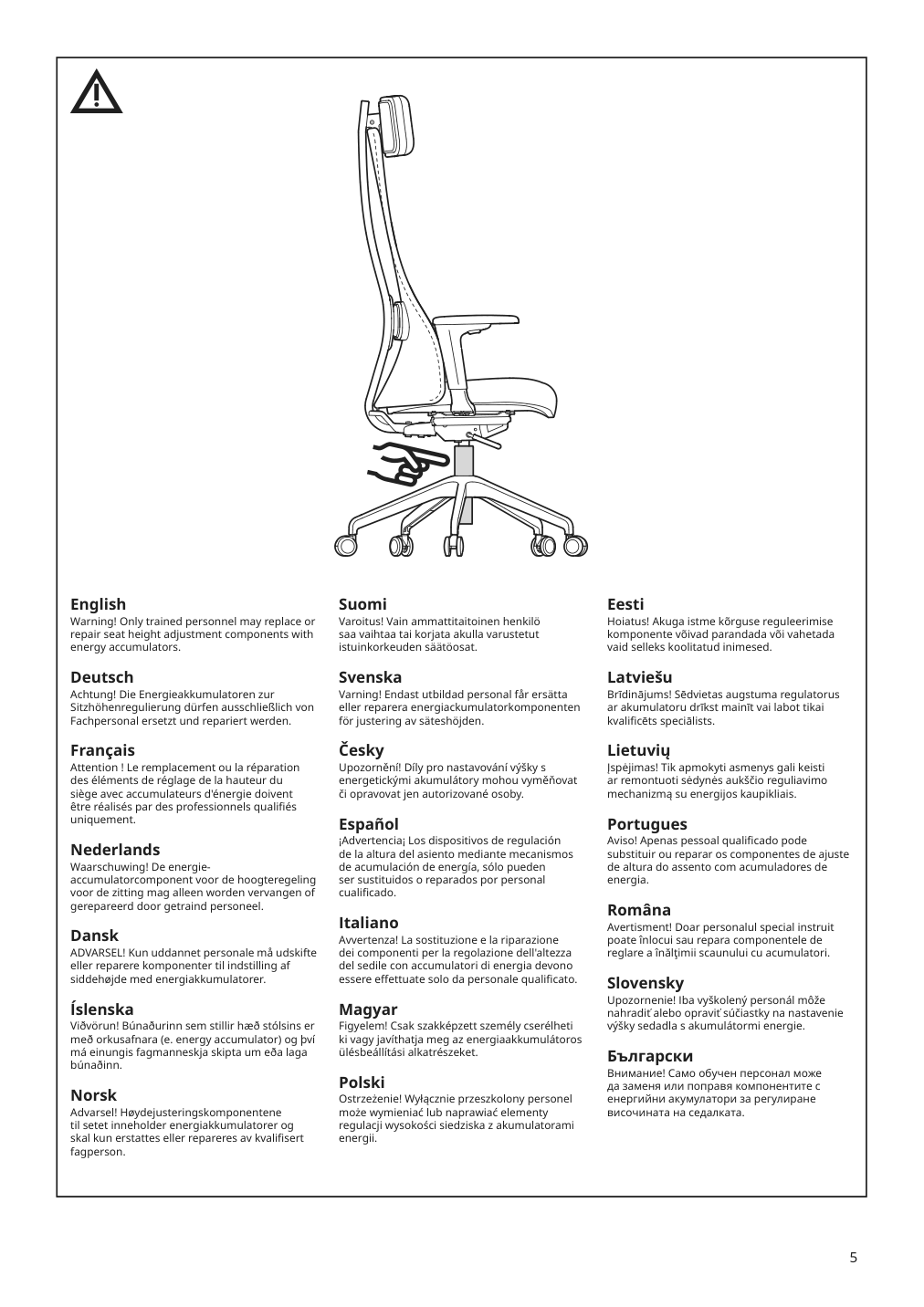 Assembly instructions for IKEA Jaervfjaellet office chair with armrests grann white | Page 5 - IKEA JÄRVFJÄLLET office chair with armrests 405.218.52