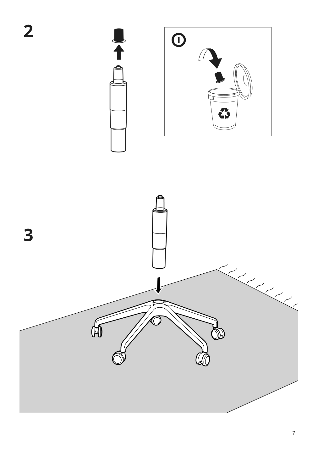 Assembly instructions for IKEA Jaervfjaellet office chair with armrests grann white | Page 7 - IKEA JÄRVFJÄLLET office chair with armrests 405.218.52