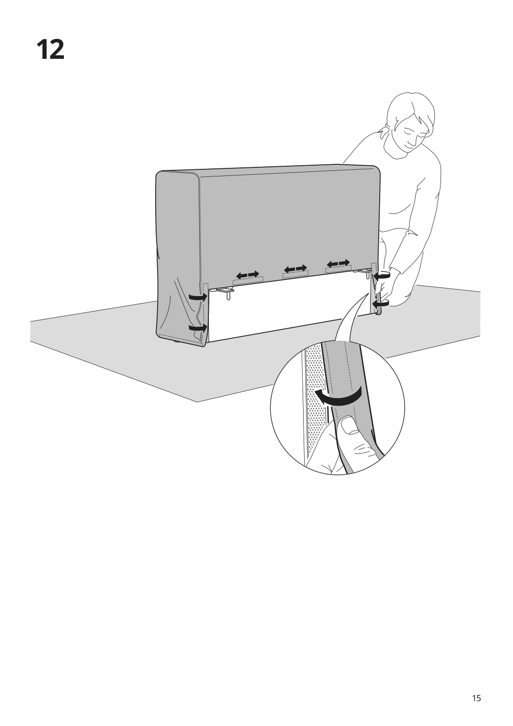 Assembly instructions for IKEA Jaettebo 1 5 seat module with storage | Page 15 - IKEA JÄTTEBO mod corner sofa, 2.5-seat w chaise 294.851.86