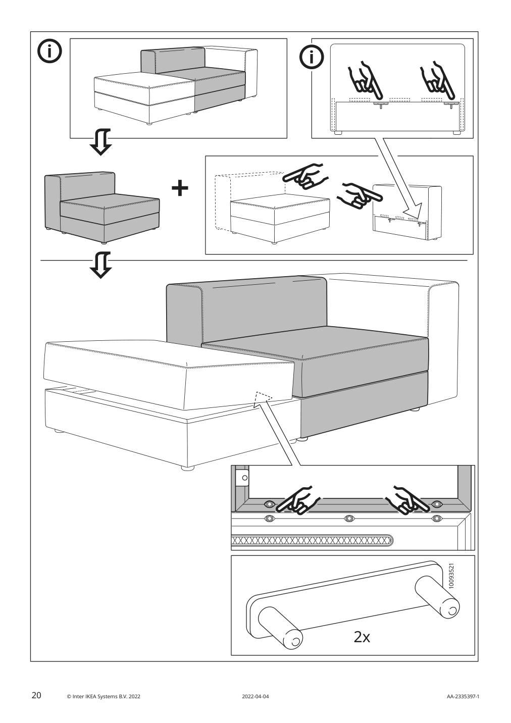 Assembly instructions for IKEA Jaettebo 1 5 seat module with storage | Page 20 - IKEA JÄTTEBO 2.5-seat mod sofa w chaise 494.694.87