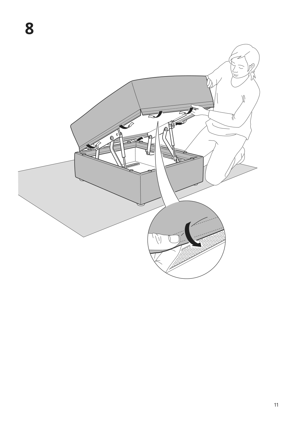 Assembly instructions for IKEA Jaettebo 1 seat module with storage | Page 11 - IKEA JÄTTEBO mod corner sofa, 2.5-seat w chaise 394.851.81