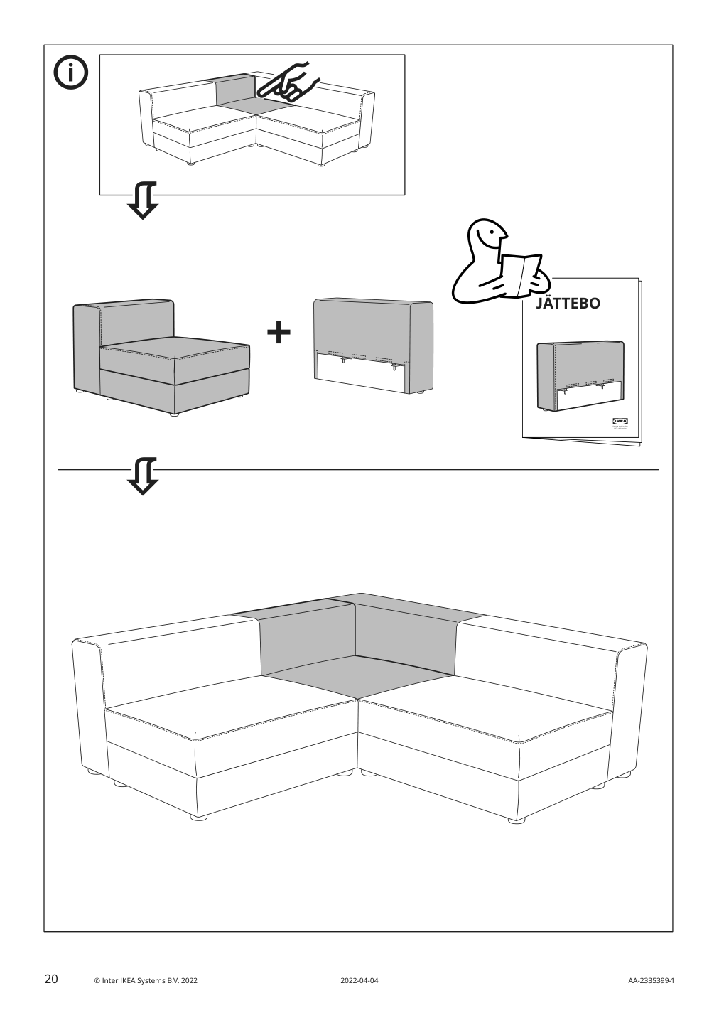 Assembly instructions for IKEA Jaettebo 1 seat module with storage | Page 20 - IKEA JÄTTEBO 1-seat module with storage 394.714.76