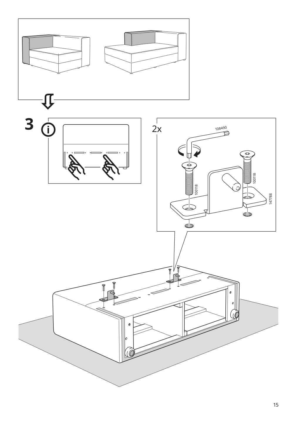 Assembly instructions for IKEA Jaettebo armrest | Page 15 - IKEA JÄTTEBO mod corner sofa, 2.5-seat w chaise 394.851.81