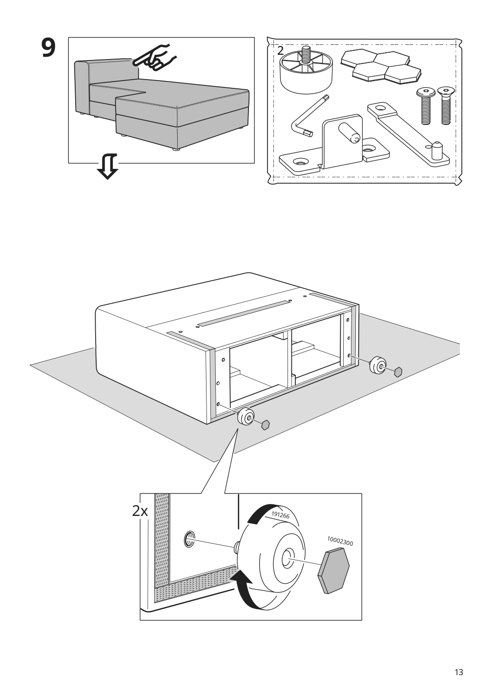 Assembly instructions for IKEA Jaettebo chaise module right with storage | Page 13 - IKEA JÄTTEBO 4-seat mod sofa w chaise 594.851.99