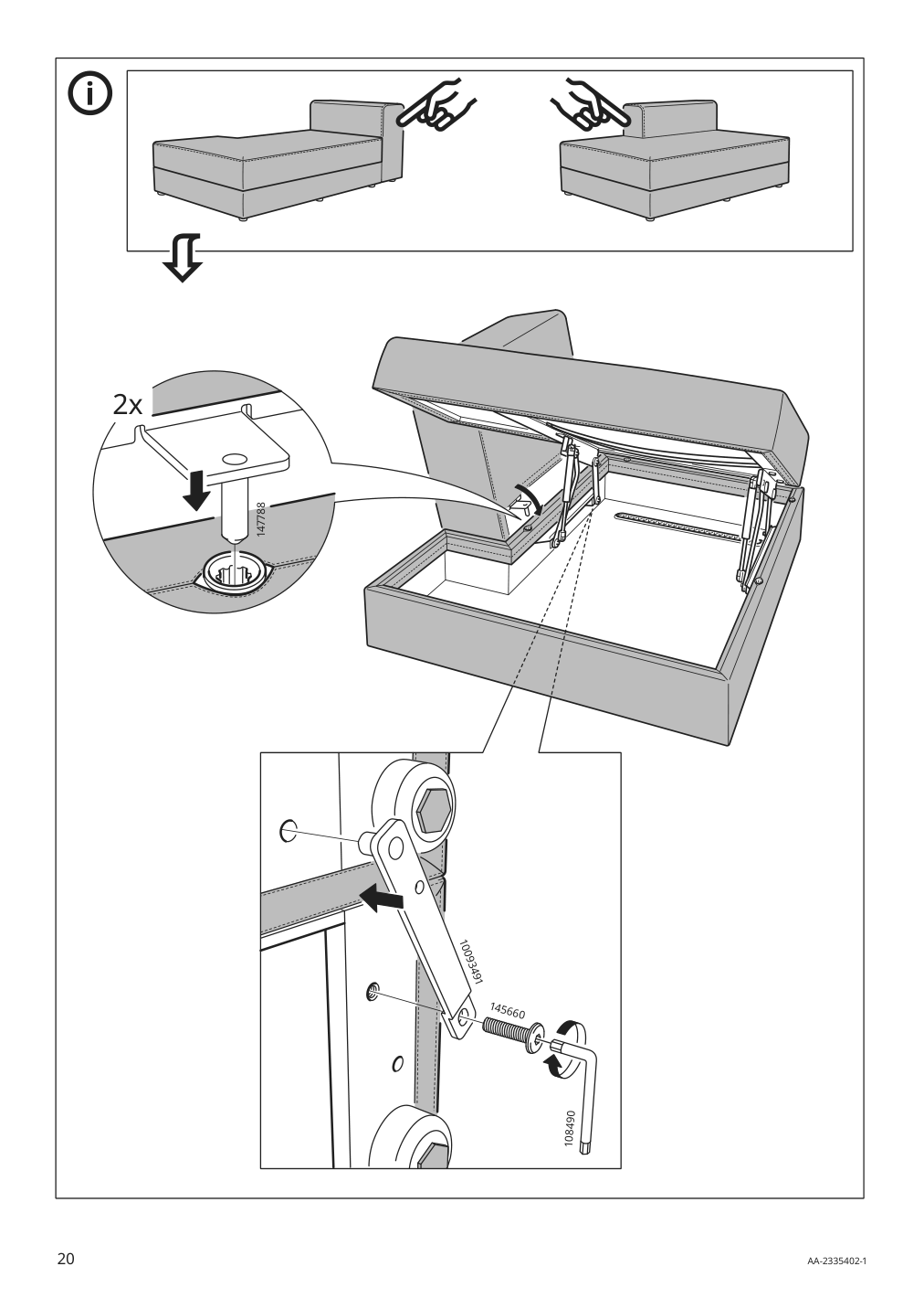 Assembly instructions for IKEA Jaettebo chaise module right with storage | Page 20 - IKEA JÄTTEBO 4-seat mod sofa w chaise 594.851.99