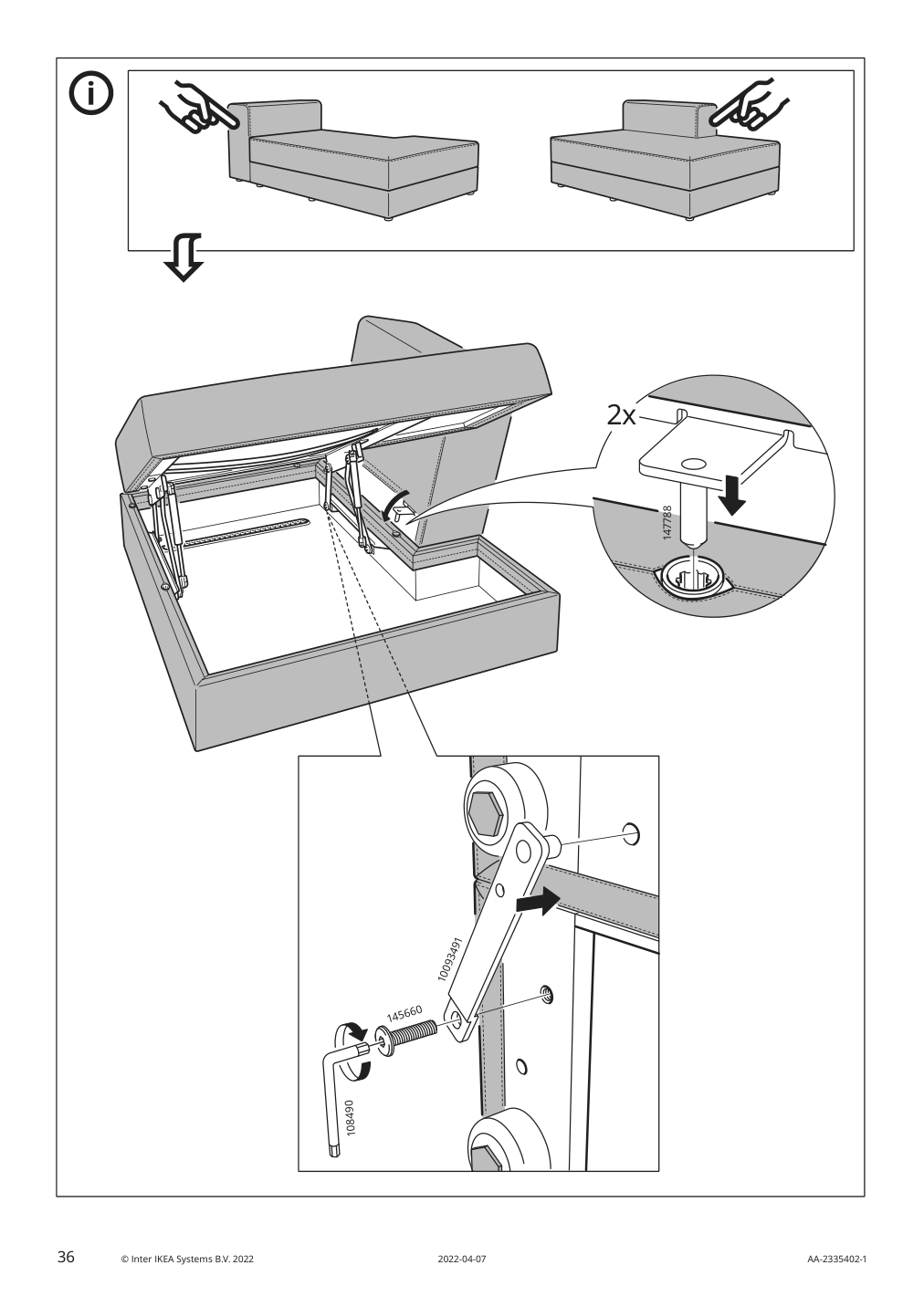 Assembly instructions for IKEA Jaettebo chaise module right with storage | Page 36 - IKEA JÄTTEBO sectional, 6-seat 595.106.17