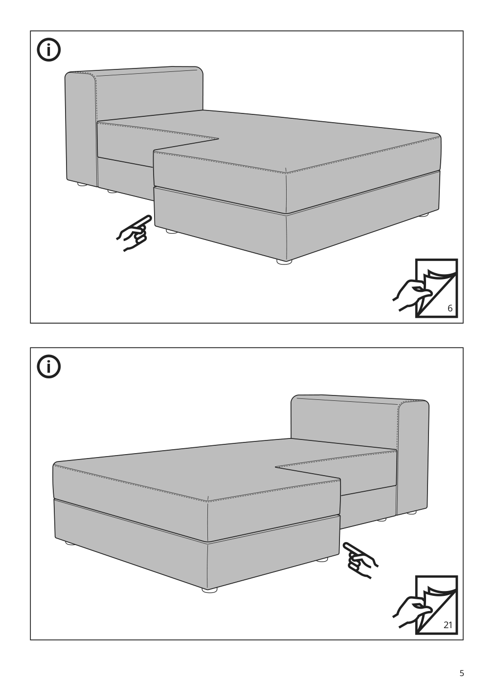 Assembly instructions for IKEA Jaettebo chaise module left with storage | Page 5 - IKEA JÄTTEBO chaise modules 095.111.29