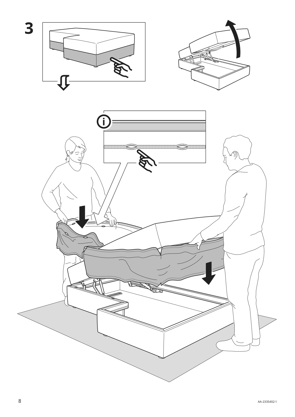 Assembly instructions for IKEA Jaettebo chaise module right with storage | Page 8 - IKEA JÄTTEBO 4-seat mod sofa w chaise 594.851.99