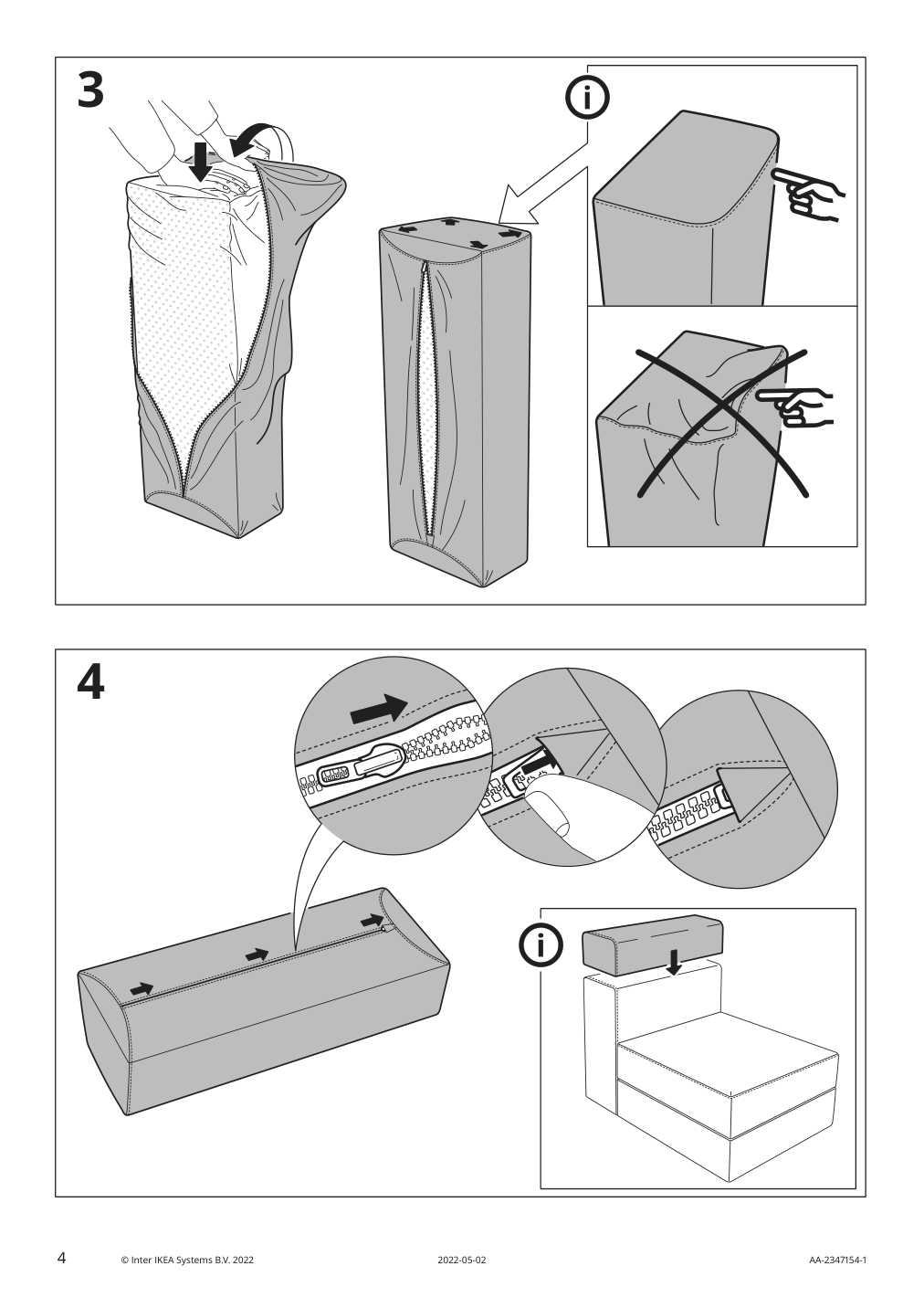 Assembly instructions for IKEA Jaettebo cover for headrest cushion samsala gray beige | Page 4 - IKEA JÄTTEBO sectional, 6-seat 695.106.12