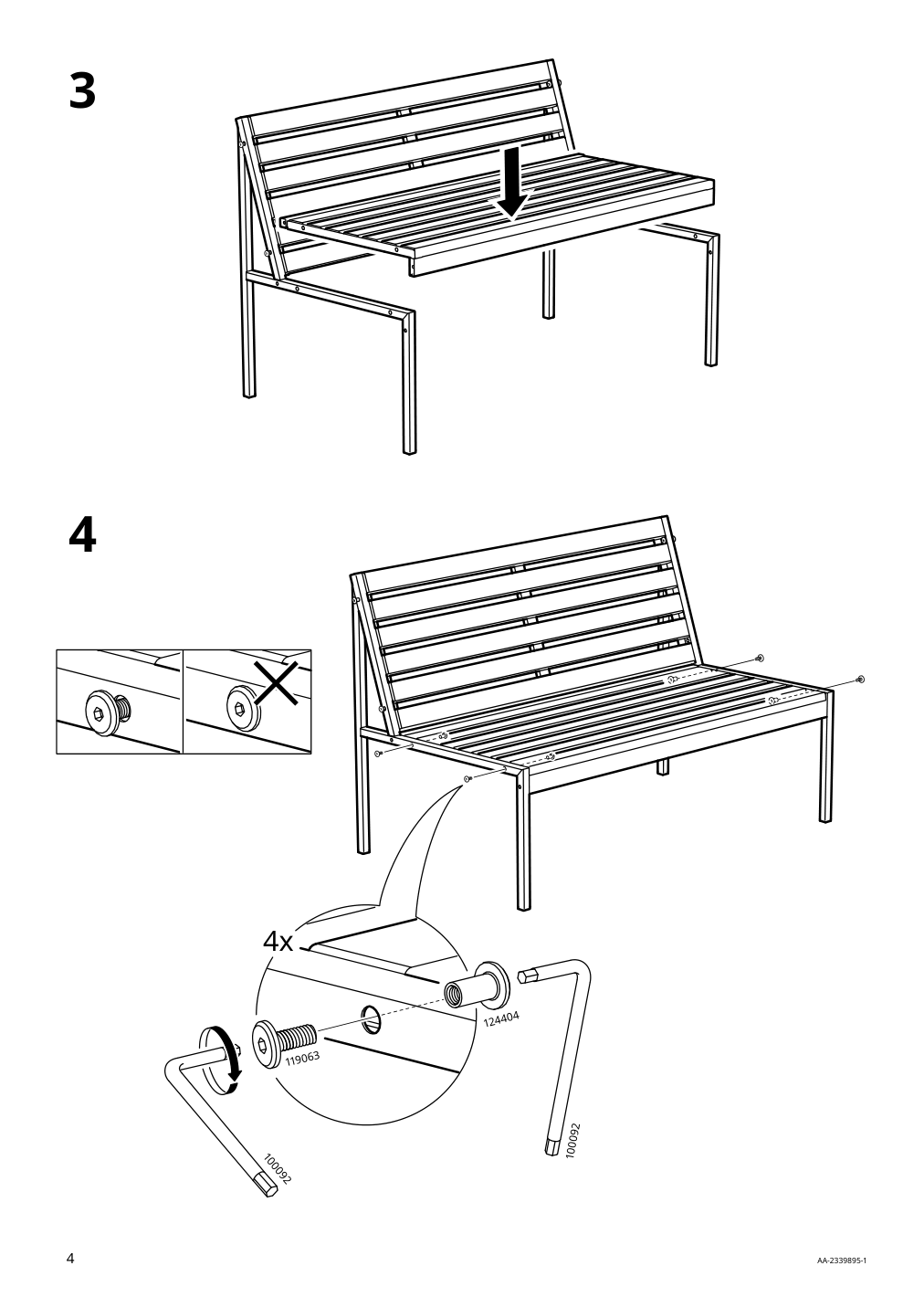 Assembly instructions for IKEA Jolpen loveseat outdoor white gray | Page 4 - IKEA JOLPEN loveseat, outdoor 194.950.63