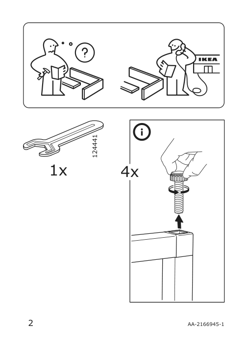 Assembly instructions for IKEA Jonaxel 2 legs and 2 casters white | Page 2 - IKEA JONAXEL storage combination 193.061.85