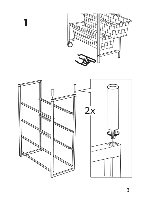 Assembly instructions for IKEA Jonaxel 2 legs and 2 casters white | Page 3 - IKEA JONAXEL storage combination 492.974.91