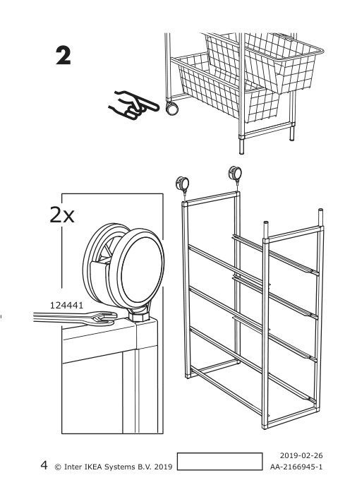 Assembly instructions for IKEA Jonaxel 2 legs and 2 casters white | Page 4 - IKEA JONAXEL storage combination 592.974.38