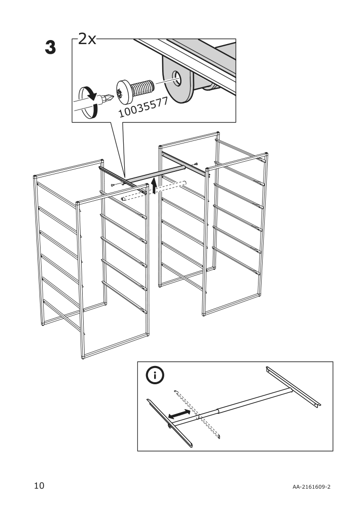 Assembly instructions for IKEA Jonaxel adjustable clothes rail white | Page 10 - IKEA JONAXEL wardrobe combination 093.062.04