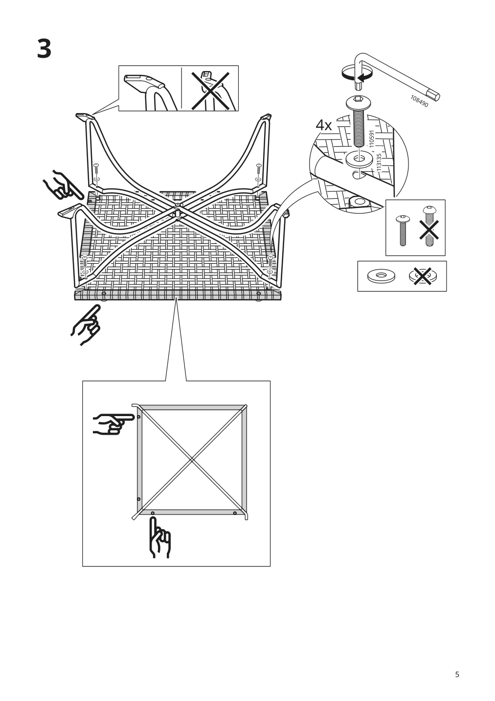 Assembly instructions for IKEA Jutholmen corner section outdoor dark gray brown | Page 5 - IKEA JUTHOLMEN 4-seat conversation set, outdoor 793.851.46