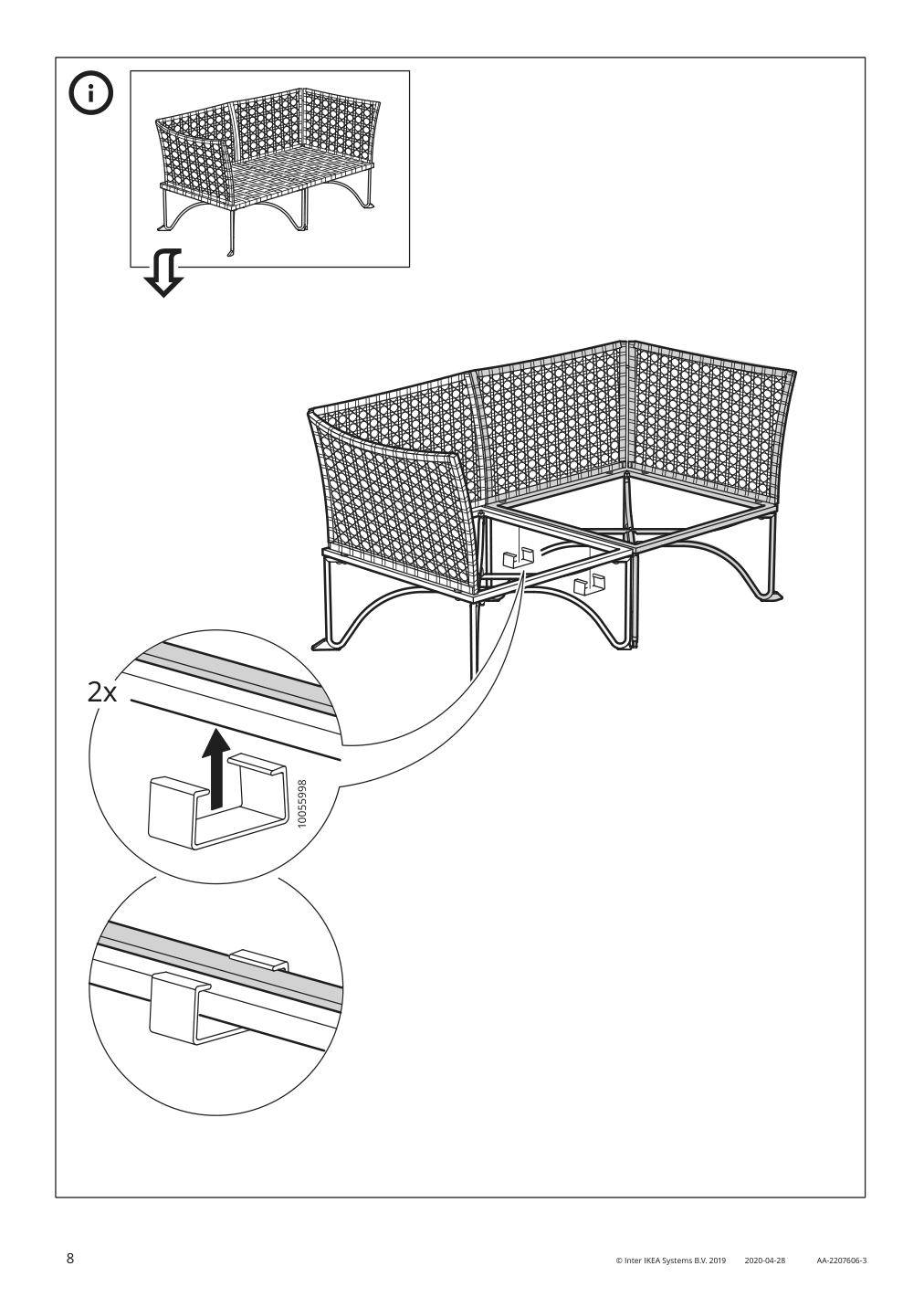 Assembly instructions for IKEA Jutholmen corner section outdoor dark gray brown | Page 8 - IKEA JUTHOLMEN 4-seat conversation set, outdoor 793.851.46