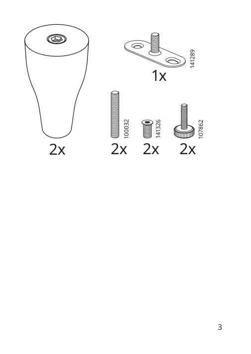 Assembly instructions for IKEA Kabbarp leg white | Page 3 - IKEA BESTÅ TV storage combination/glass doors 794.086.85