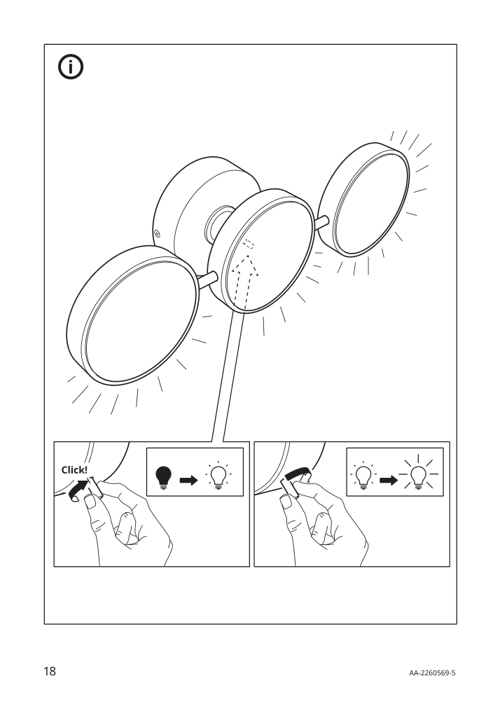 Assembly instructions for IKEA Kabomba led wall lamp dimmable chrome plated glossy | Page 18 - IKEA KABOMBA LED wall lamp 205.024.92