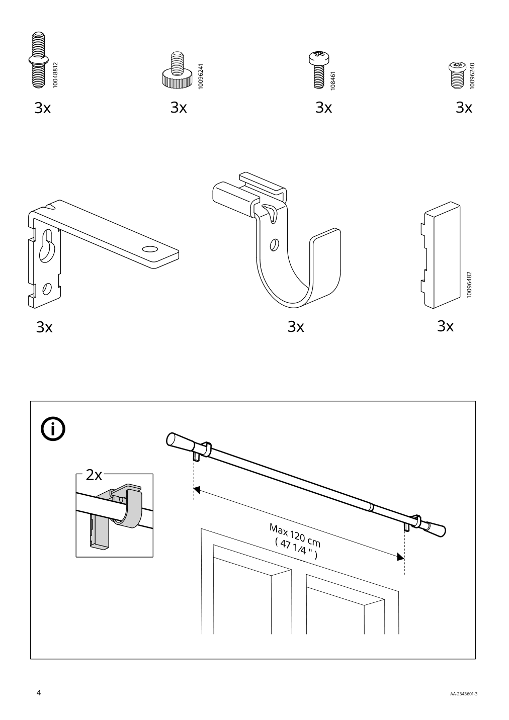 Assembly instructions for IKEA Kaegelkaktus curtain rod set oak effect | Page 4 - IKEA KÄGELKAKTUS curtain rod set 105.448.45