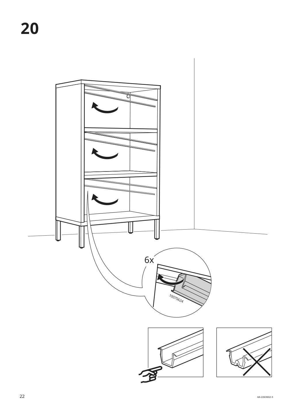 Assembly instructions for IKEA Kalknaes cabinet with sliding doors white | Page 22 - IKEA KALKNÄS cabinet with sliding doors 304.962.64