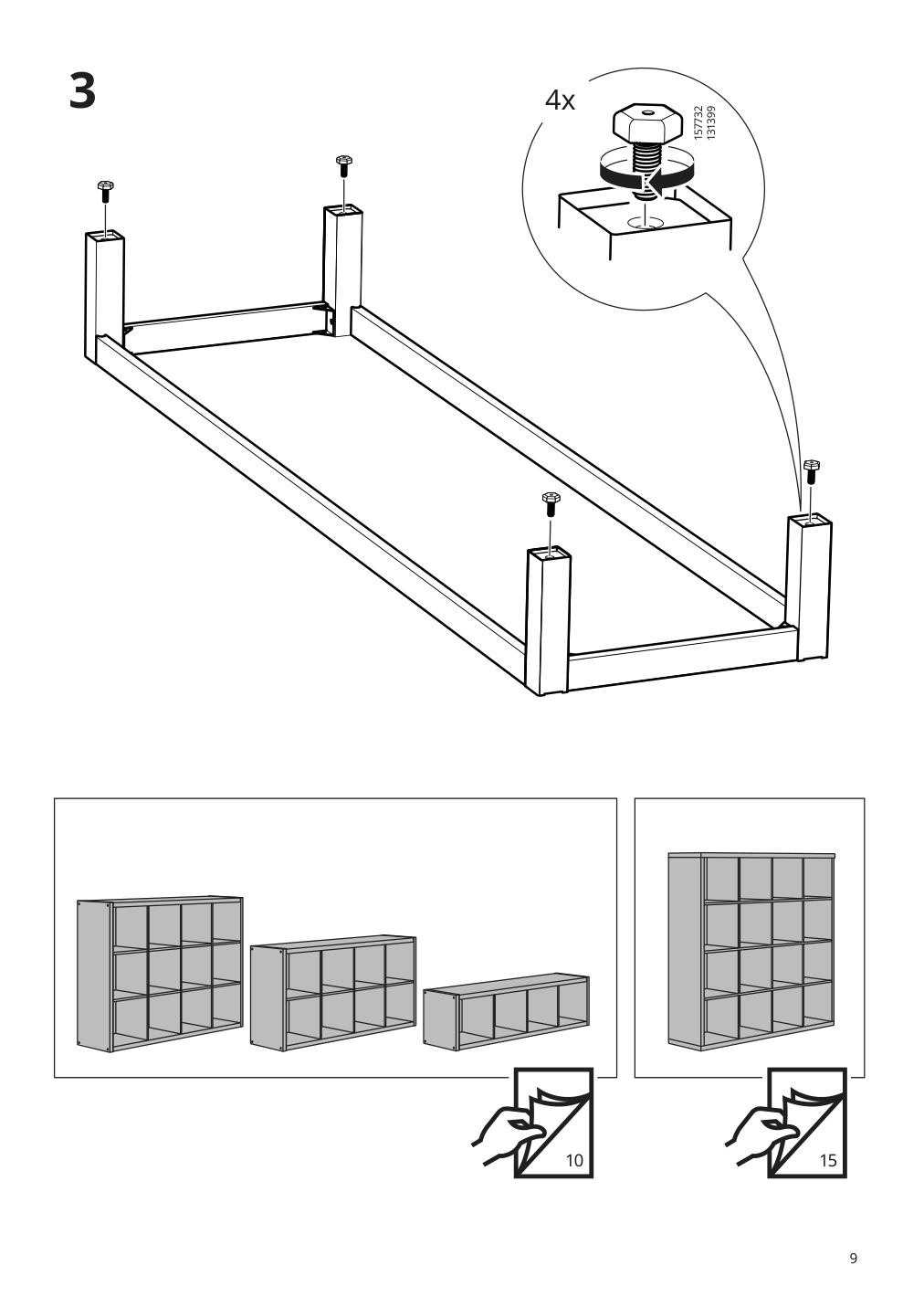 Assembly instructions for IKEA Kallax base on legs black | Page 9 - IKEA KALLAX shelving unit with underframe 894.426.79