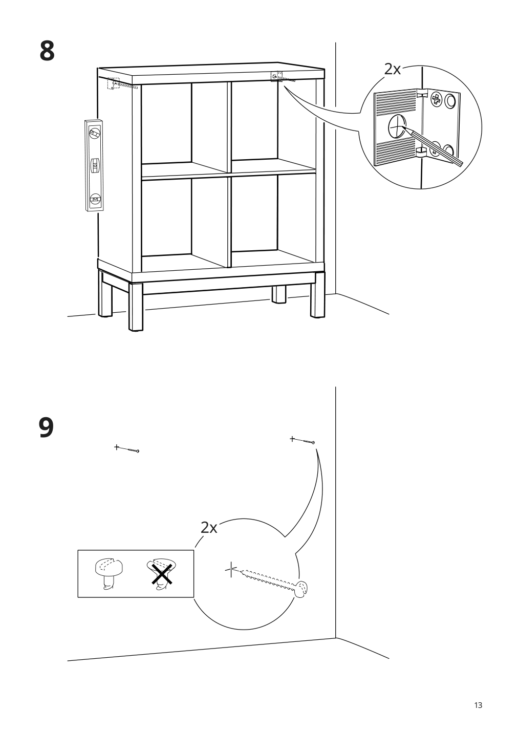 Assembly instructions for IKEA Kallax base on legs white | Page 13 - IKEA KALLAX shelving unit with underframe 594.426.28