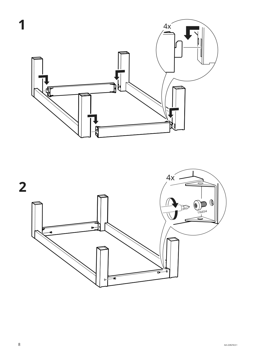 Assembly instructions for IKEA Kallax base on legs white | Page 8 - IKEA KALLAX shelving unit with underframe 594.426.28