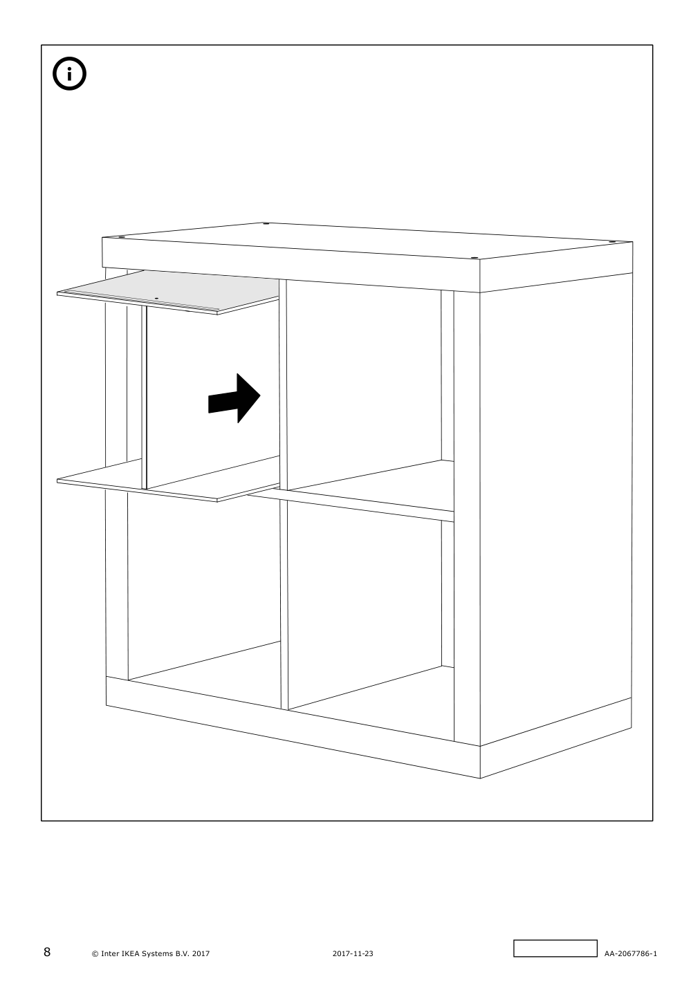 Assembly instructions for IKEA Kallax insert with 1 shelf white | Page 8 - IKEA KALLAX / LACK TV storage combination 095.521.72