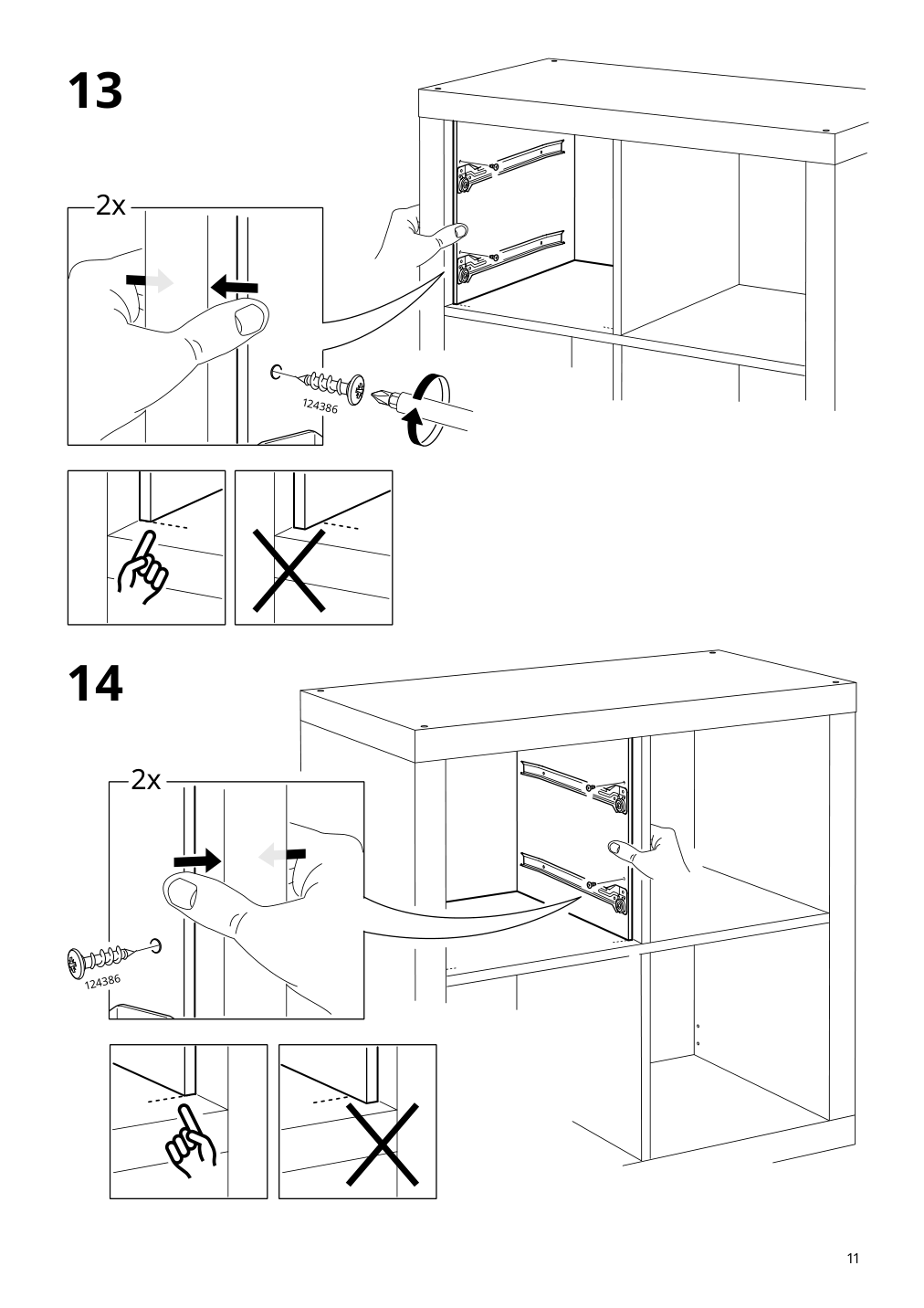 Assembly instructions for IKEA Kallax insert with 2 drawers high gloss white | Page 11 - IKEA KALLAX shelf unit with 4 inserts 892.783.01