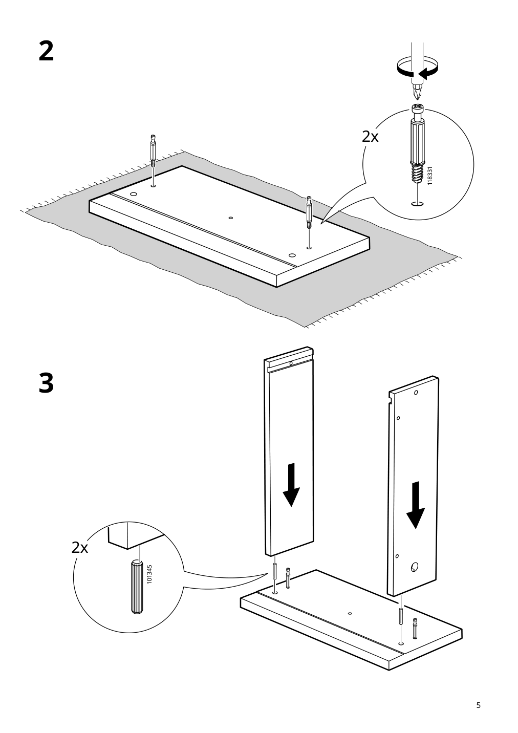 Assembly instructions for IKEA Kallax insert with 2 drawers white stained oak effect | Page 5 - IKEA KALLAX / LACK storage combination with shelf 393.987.30