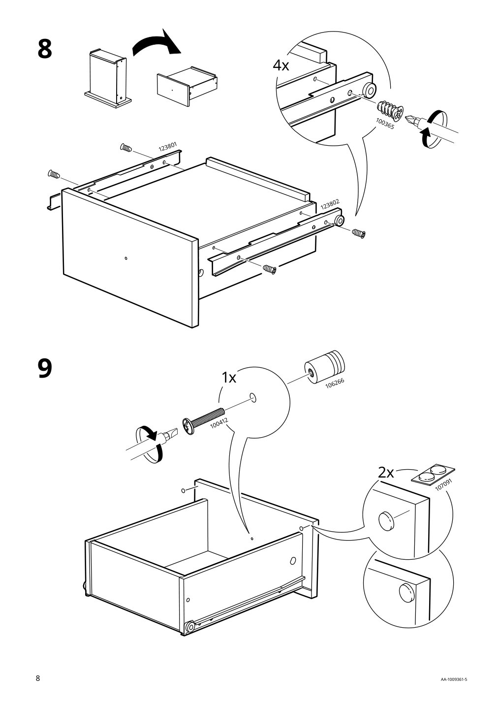 Assembly instructions for IKEA Kallax insert with 2 drawers white stained oak effect | Page 8 - IKEA KALLAX shelf unit with 10 inserts 091.976.05