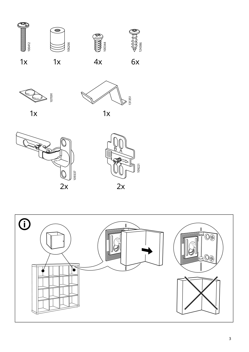 Assembly instructions for IKEA Kallax insert with door white | Page 3 - IKEA KALLAX / LACK TV storage combination 095.521.72