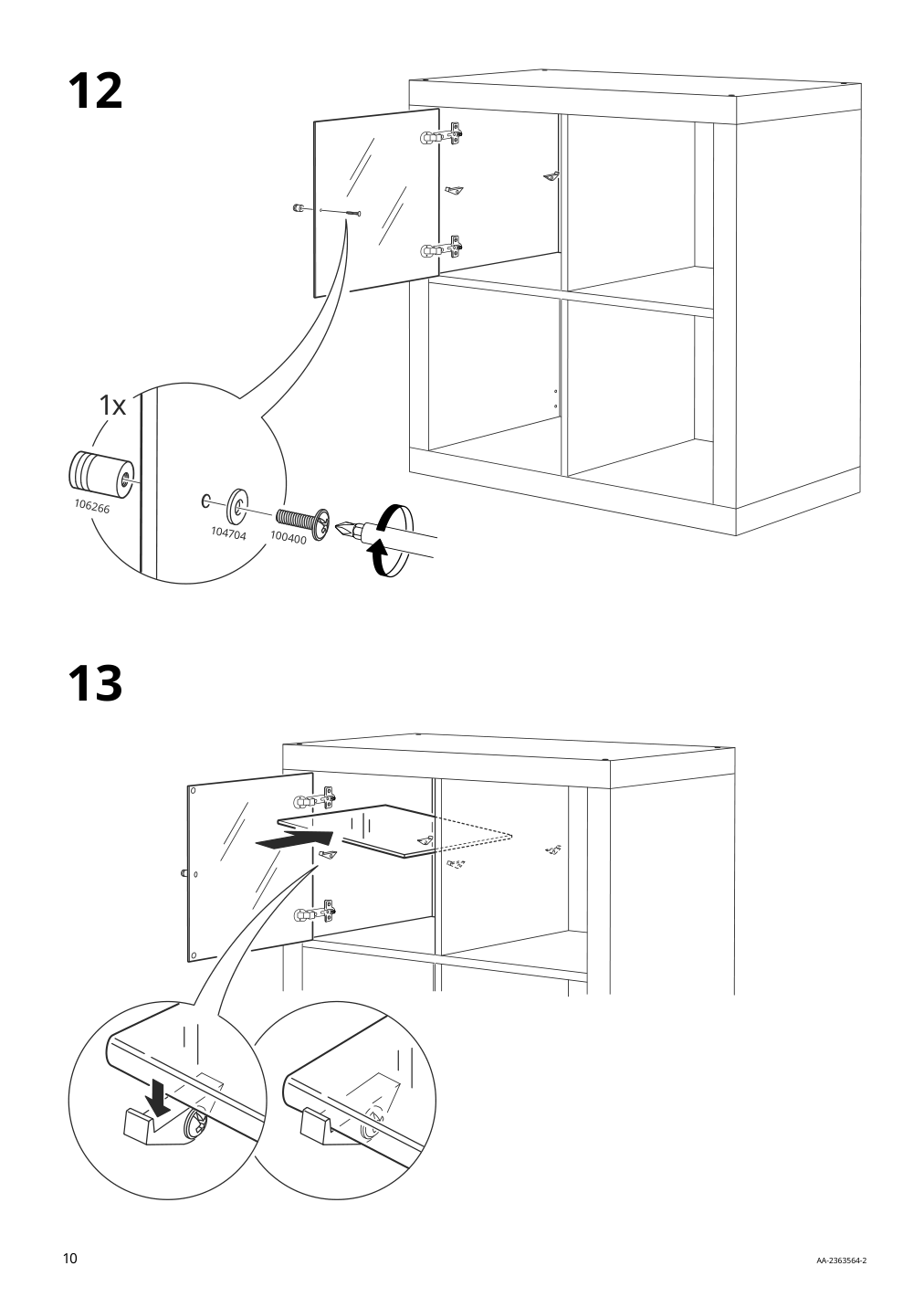 Assembly instructions for IKEA Kallax insert with glass door white | Page 10 - IKEA KALLAX shelf unit with 4 inserts 095.731.98