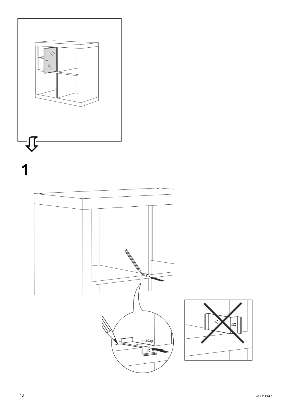 Assembly instructions for IKEA Kallax insert with glass door white | Page 12 - IKEA KALLAX shelf unit with 4 inserts 095.731.98