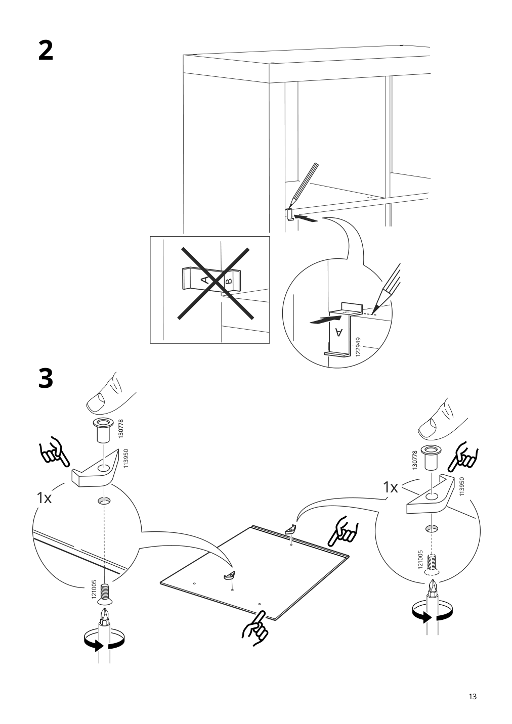 Assembly instructions for IKEA Kallax insert with glass door white | Page 13 - IKEA KALLAX shelf unit with 4 inserts 095.731.98