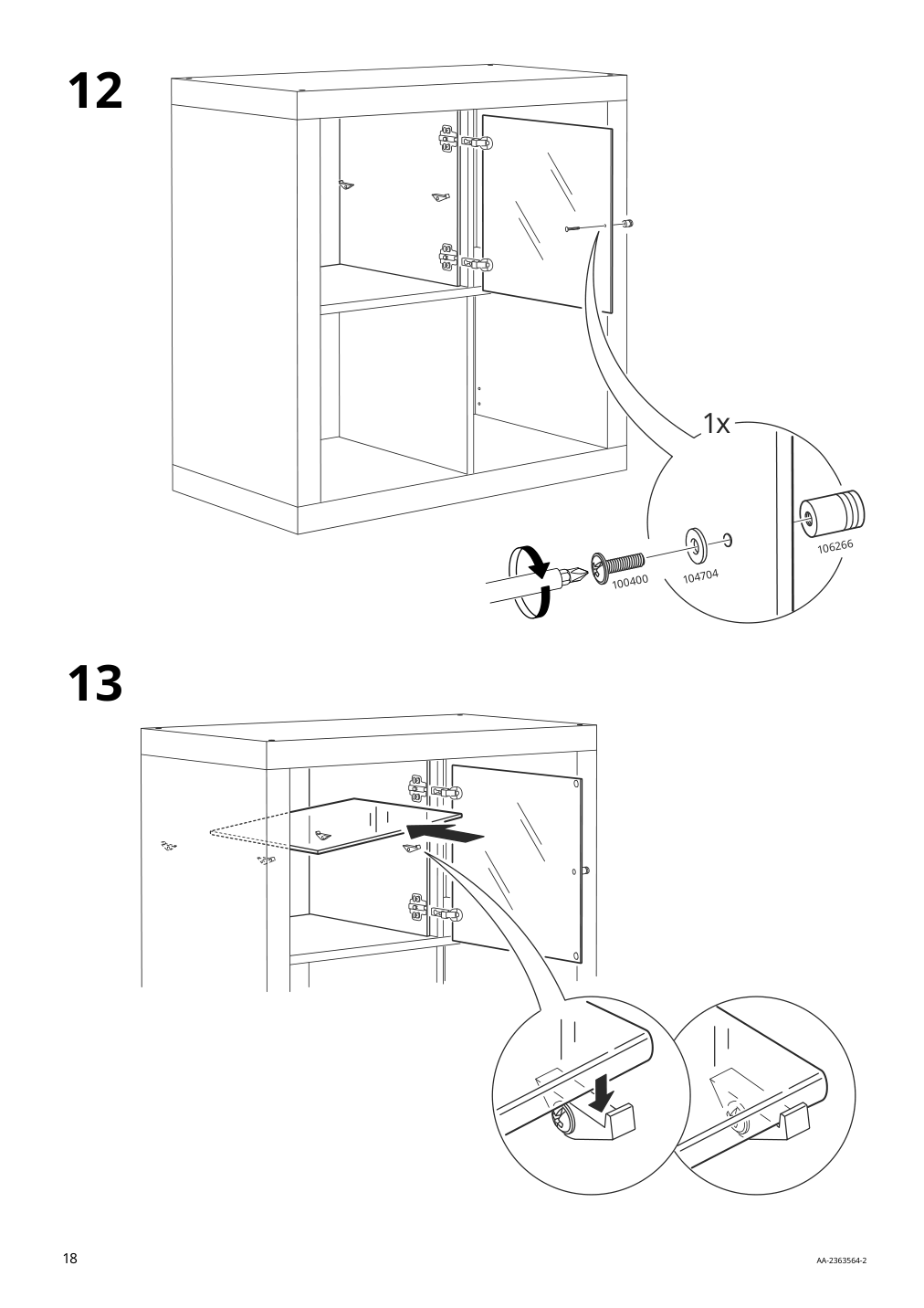 Assembly instructions for IKEA Kallax insert with glass door white | Page 18 - IKEA KALLAX shelf unit with 4 inserts 095.731.98